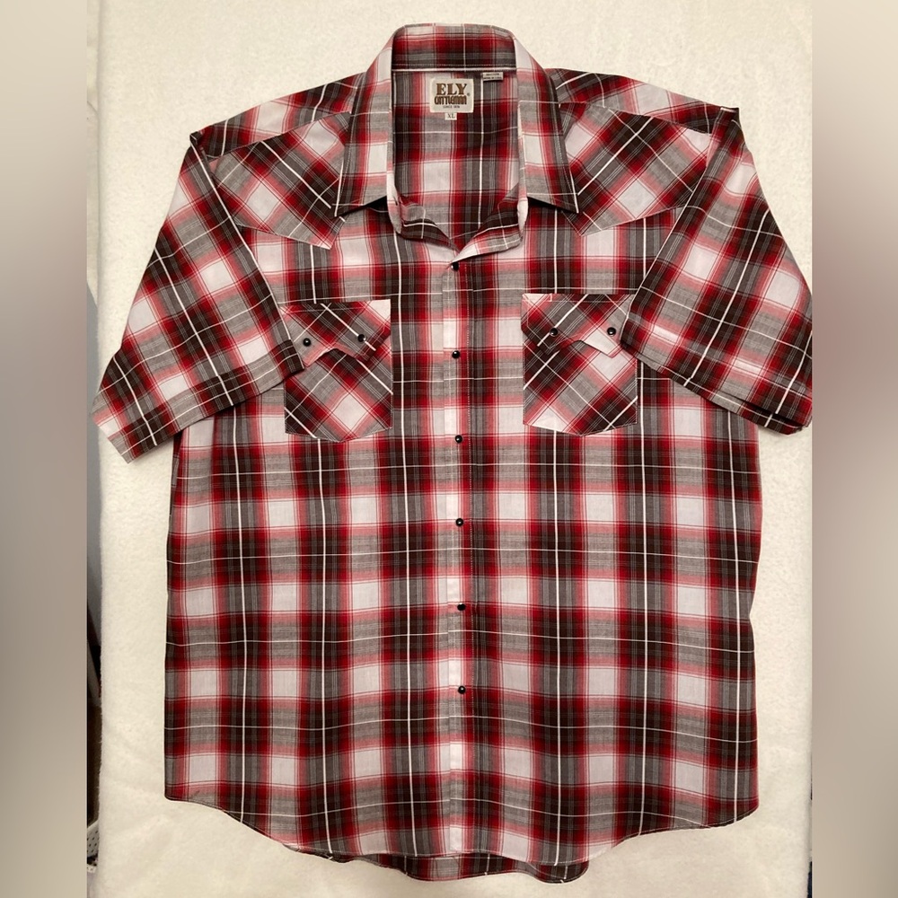 Ely Cattleman Red and Black Western Shirt